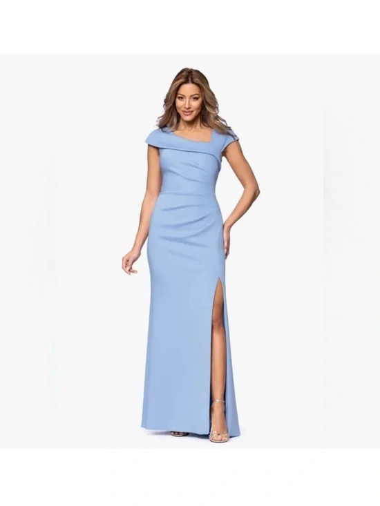Xscape Light Blue Cap Sleeve Scuba Gown SZ 6 NWT Formal Evening MOB GALA elegant - Picture 1 of 9
